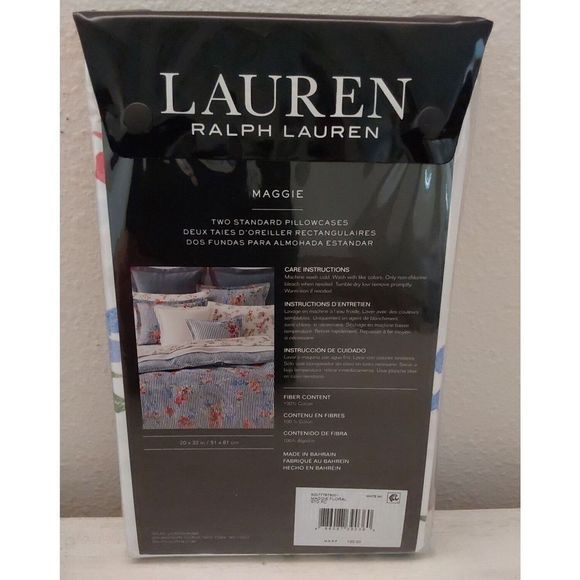 Ralph Lauren MAGGIE FLORAL White Queen Sheet Set w/Xtra Two Standard Pillowcases - Picture 9 of 13